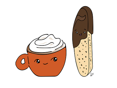 BFFs Cappuccino and Biscotti illustration vector