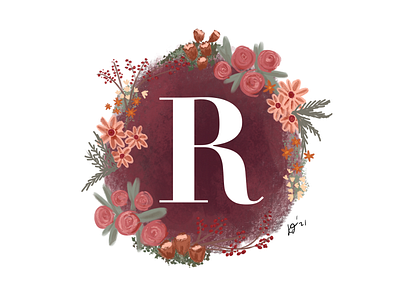 Botanical Monogram "R" illustration
