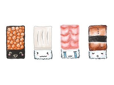 Second Patch of Emo Sushi :D illustration sushi