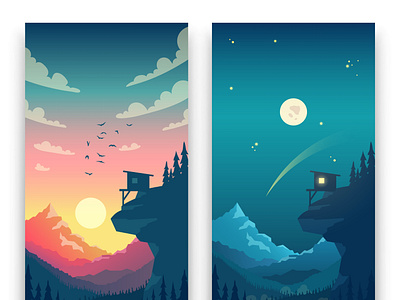 Beautiful day night illustration