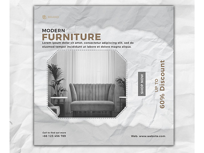 Modern Furniture sale social media and instagram banner template