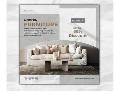 Modern furniture sale social media and instagram banner template real estate