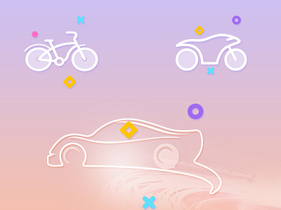 vehicle Icons bike car cycle line icon shadow