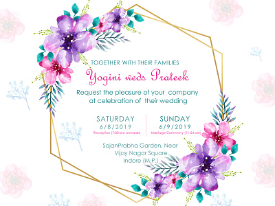 Wedding Invite flower love pink spring party wedding card