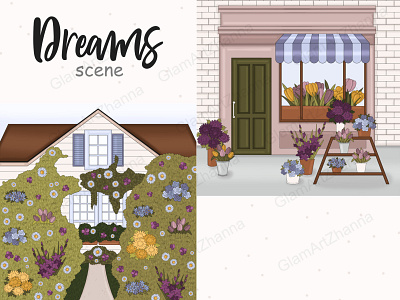Dreams Natural Scene clipart for stickers cliparts icons flower clipart glam clipart home office clipart pink holiday clipart planner dolls planner girl planner girl clipart planner graphics planner stickers printables stickers spring clipart
