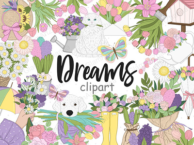 Dreams Bright Clipart bright clipart easter clipart love clipart party clipart romantic clipart rose clipart spring clip art spring clipart spring graphics spring illustration spring planner spring stickers summer clipart