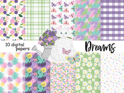 Dreams Bright Pattern bright pattern digital paper sale holiday pattern love pattern pastel digital paper scrapbooking paper scrapbooking spring season pattern spring kit spring pattern paper spring planner summer background valentines pattern