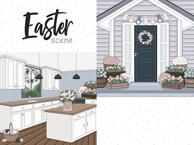 Easter Dark Scene bunnies clipart bunny clipart cute easter clipart easter clipart easter graphics easter scene eggs clipart icon stickers party clipart pastel easter clip rabbit clip art spring clipart sweet home clipart