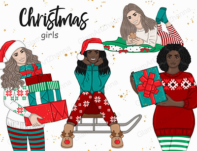 Christmas Girls Clipart blogger clipart christmas clipart cozy clipart cozy winrer clip art cozy winter clipart design fashion clipart glitter clipart holiday clipart illustration party clipart planner graphics warm winter clipart weekend clipart winter clipart winter girl clipart