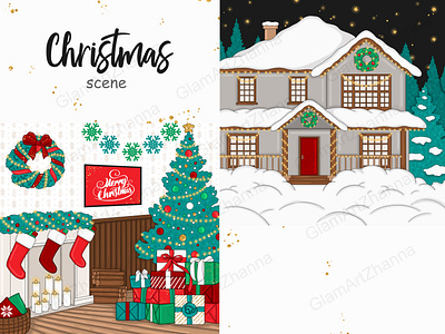 Christmas Scene christmas clipart clipart holiday cozy clipart cozy home clipart cozy winter clipart cute houses clipart glam clipart holiday clipart planner girl clipart planner stickers planner stickers art sweet home clipart winter clipart