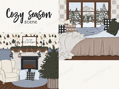 Cozy Season Scene christmas pattern cozy clipart cozy home clipart cozy home pattern cozy paper designer papers fashion clipart glam clipart planner girl planner graphics sweet home clipart winter clipart winter patternt