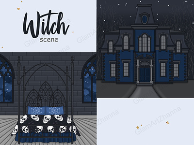Witch Blue Scene autumn clipart clipart for stickers cliparts icons fall clipart fashion illustration halloween clipart halloween party happy halloween pink holiday clipart planner dolls planner girl clipart planner graphics themed clipart