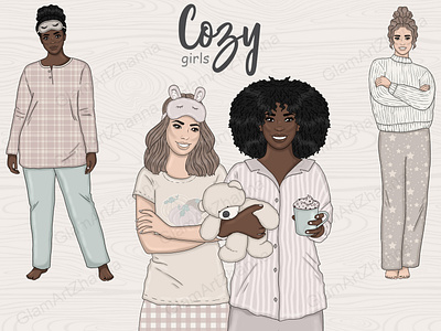 Cozy Girls Clipart autumn clipart blogger babe blogger pattern cozy autumn cozy clipart fashion clipart fashion illustration girl blog glam clipart glitter clipart party clipart planner graphics pumpkin clipart