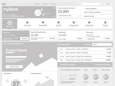 Dashboard Wireframe account bank banking dashboard draft interface ui user ux wireframe