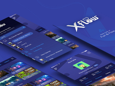 Xflow Video Game Stream Mobile App app blue design mobile ui ux xflow
