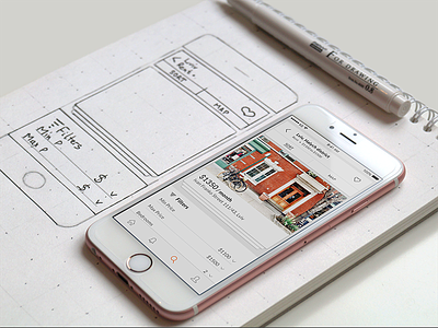 "District" Wireframes app ios iphone mockup paper real estate rent apartment sketch sketches ui ux wireframes