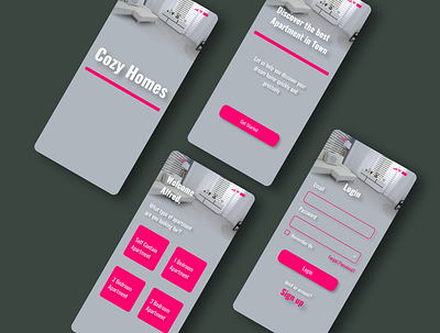 Cozy Homes App screen app design typography ui ux