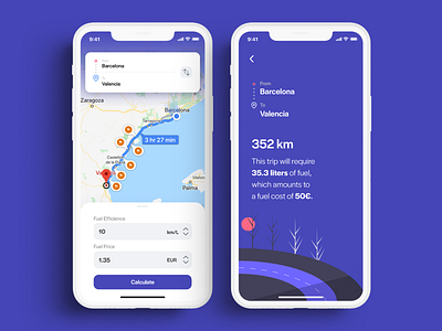 Fuel Cost Calculator - #DailyUI004 barcelona calculator calculator ui dailyui dailyuichallenge design fuel fuel cost illustration ui ux