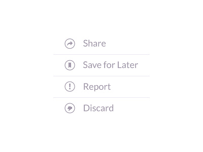 Tiny Menu discard flat icons klout menu report save share