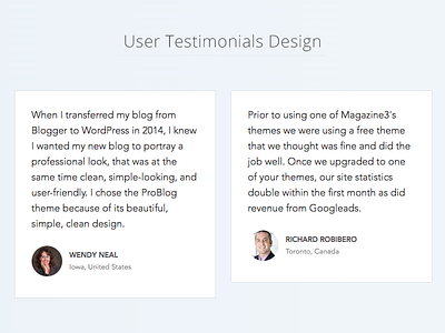User Testimonials Design customers testimonials users