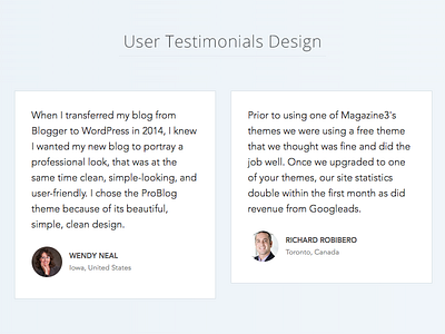 User Testimonials Design