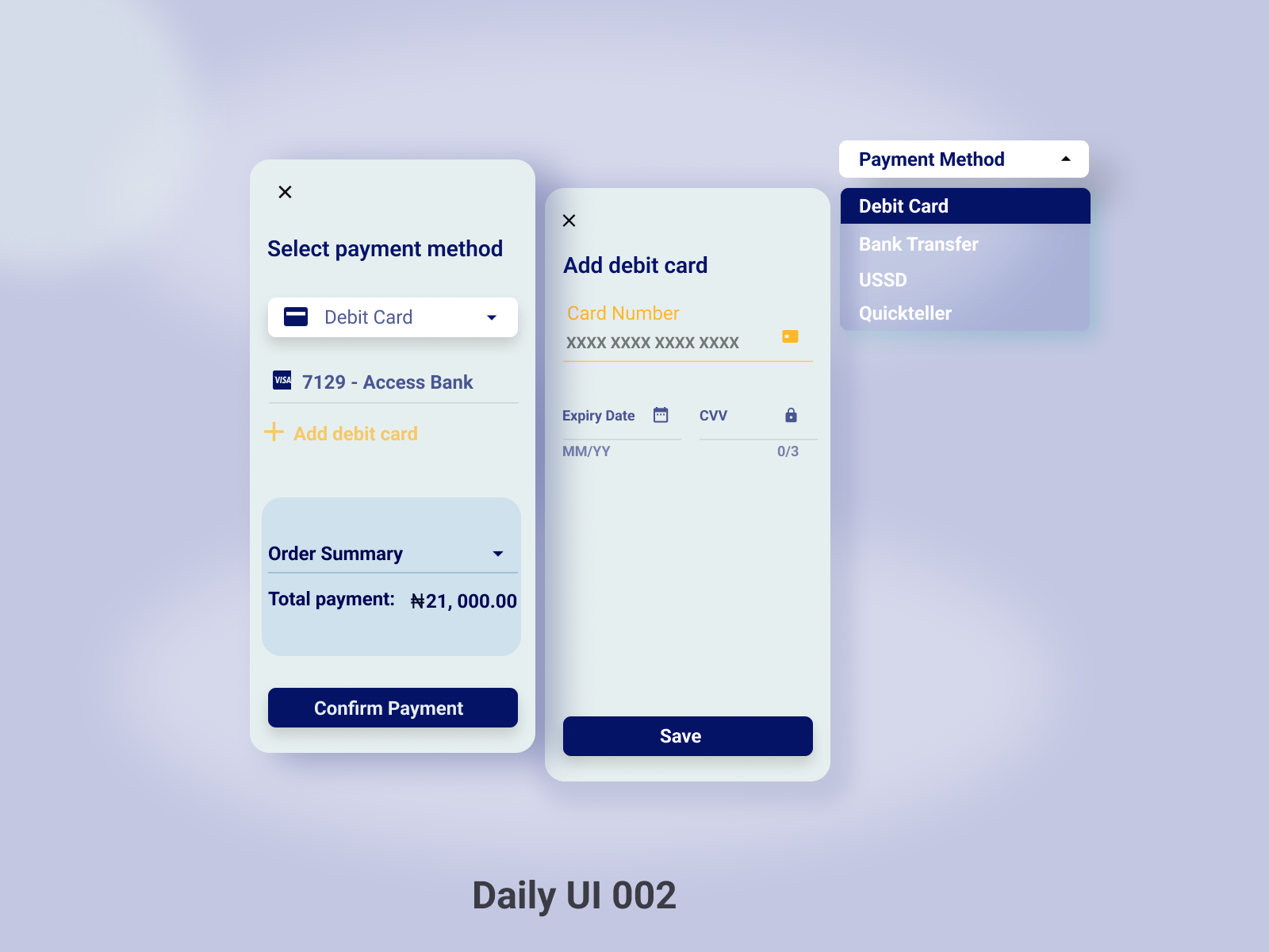 Daily UI 002 - Debit Card Checkout by Lene Juliana on Dribbble