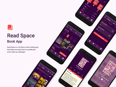 Read Space - a book app app audiobook book book reading challenge dark theme design home page mobile reading ui ux