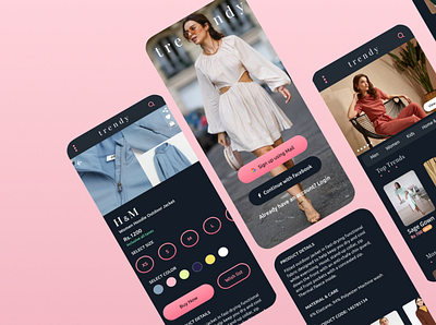 Fashion eCommerce app clothing dark theme fashion ui mobile app ui