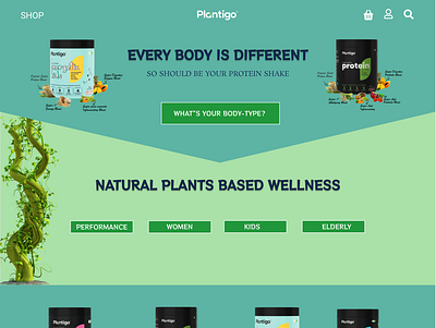 An eCommerce design for a plant-based protein suppliment. design typography ui ui developer ux web development