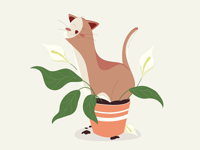 Funny cute cat animal character cat illustration character design flat vector illustration vector