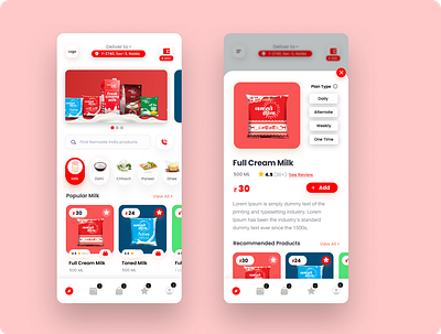 Home Delivery Mobile App for Dairy company app design mobile ui ux web design website