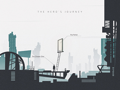 The Hero's Journey escape graphic hero illustration mechanical reality vector virtual world