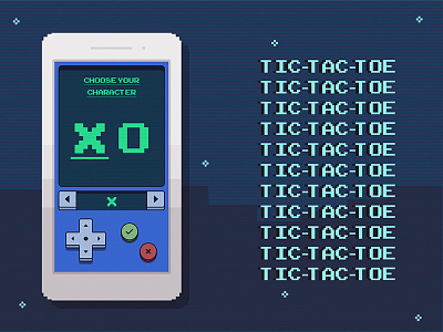 Tic-Tac-Toe 2d art game mobile o pixel tac tic toe ui x
