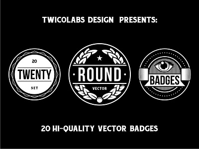 20 Round Badger Set badge creative market crest emblem insignia logo ready made stock templates vector vector pack