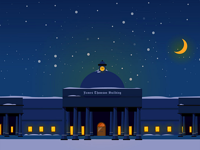 IIT Roorkee Main Building college design graphic iit iitr illustration moon night roorkee snow snowfall winter