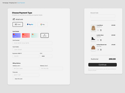 Credit Card Payment Page app credit card payment daily challenge dailyui dailyuichallenge design ecommerce figma graphic design shopping cart ui ui challenge vector