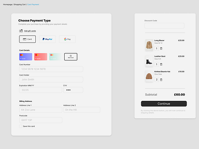 Credit Card Payment Page