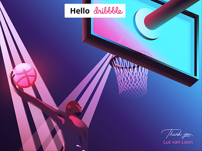 Hello Dribbble! basketball dunk firstshot illustrator