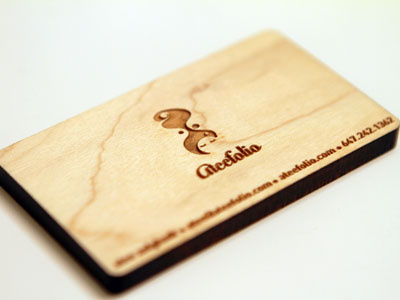 Ateefolio Business Card business card engraved wood