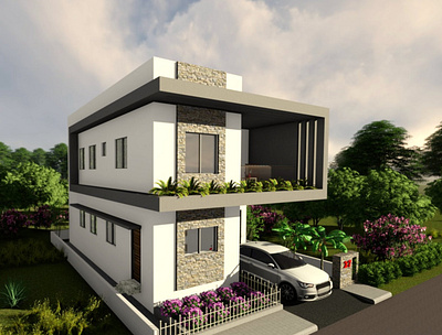 Residential House 3d model architecture autocad designing elevations environment material photoshop sketchup