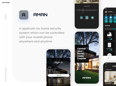 AMAN - Home Security mobile app for smart home design graphic design mobile app ui ui des ui design uiux