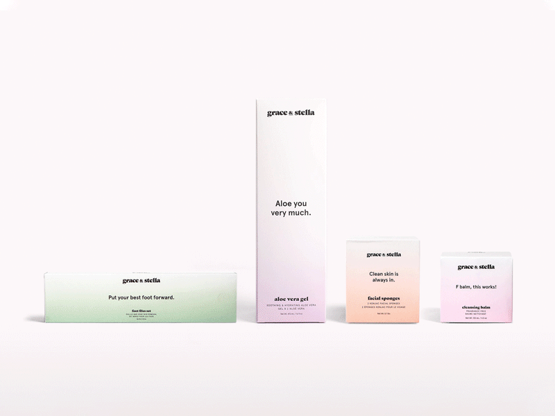 Grace & Stella - Branding + Packaging beauty branding identity packaging typography vancouver wellness wordmark