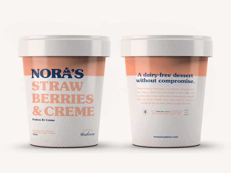 Nora's Non-Dairy type ice cream agency studio art direction visual identity packaging logos identity branding vancouver