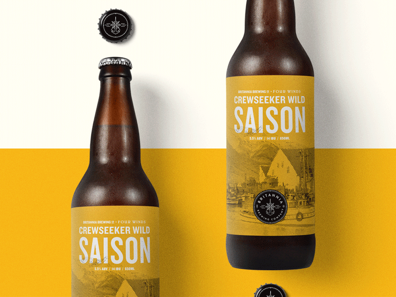 Britannia Brewing x Four Winds - Crewseeker Saison agency art direction beer branding brewery identity knockout nautical packaging type typography vancouver