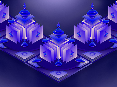 Open Networks And Platforms blockchain ethereum gradients illustration isometric surreal temple