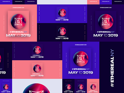 Ethereal Summit New York • 2019 blockchain brand marketing branding color block conference design digital ethereal event future gradient modular orb pink purple visual identity