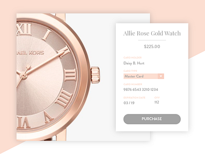 Daily UI 002 - Credit Card Checkout 002 challenge checkout credit card daily ui rose gold watch