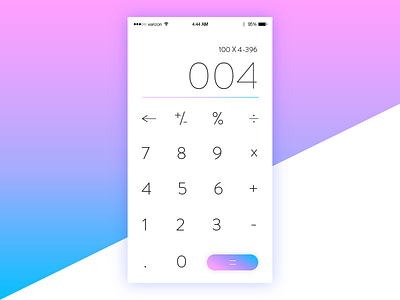 Daily UI 004 - Calculator 004 blue button calculator challenge daily ui gradient iphone 6 mockup pink purple ui