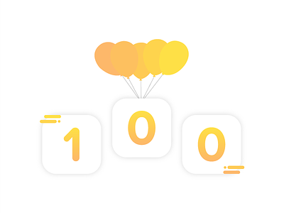 100 Followers 100 100 followers balloons design followers gradient love minimalistic thanks white yellow