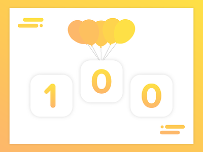 100 Followers!! 100 100 followers balloons followers gradient happy yellow